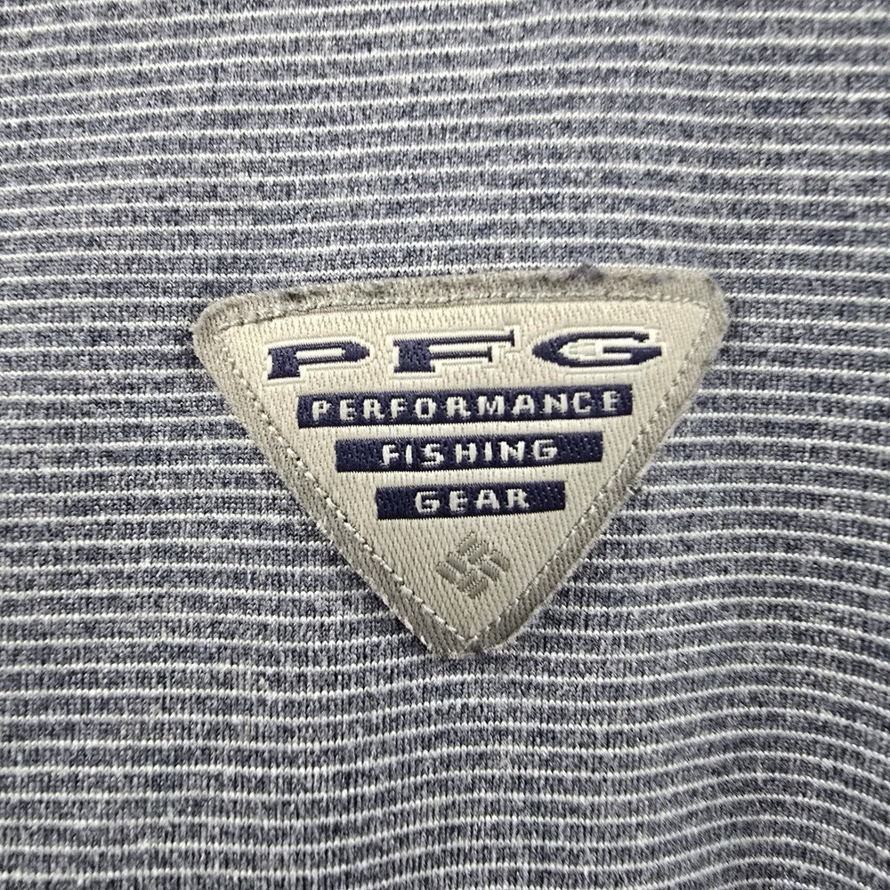 Columbia PFG Shirt Mens XXL Blue Striped Long Sleeve Fishing Pocket Performance - Picture 4 of 5